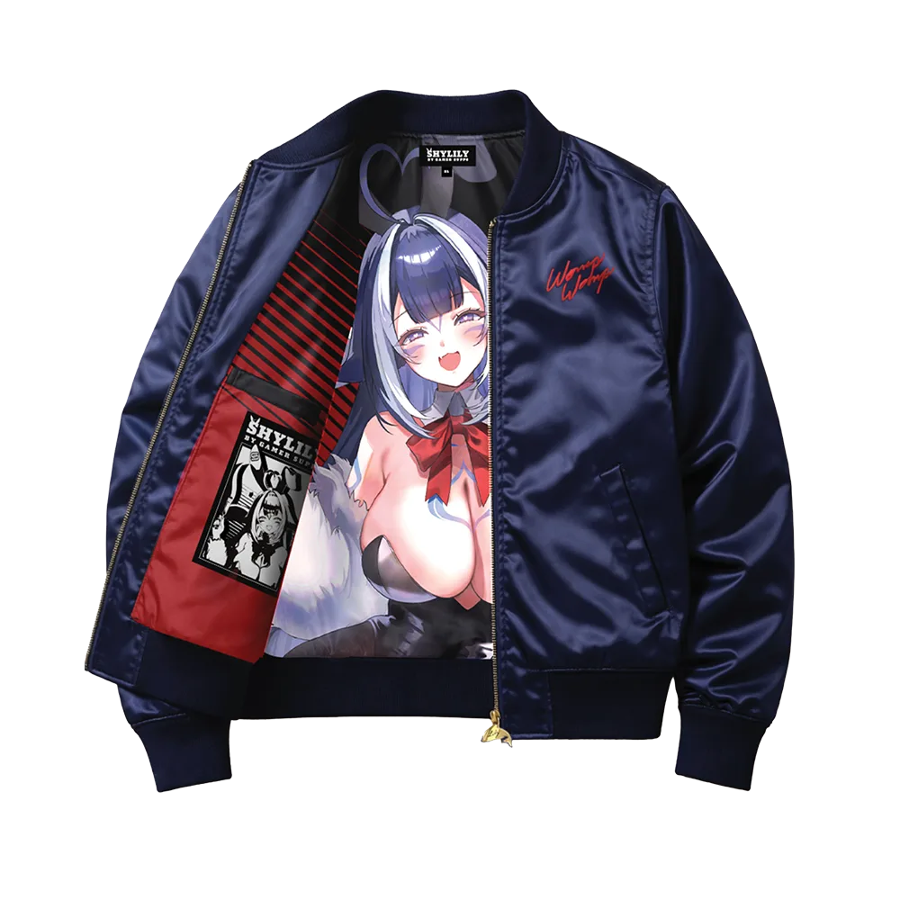 Shylily: Bunny Lily Womp Womp Satin Jacket - View 1